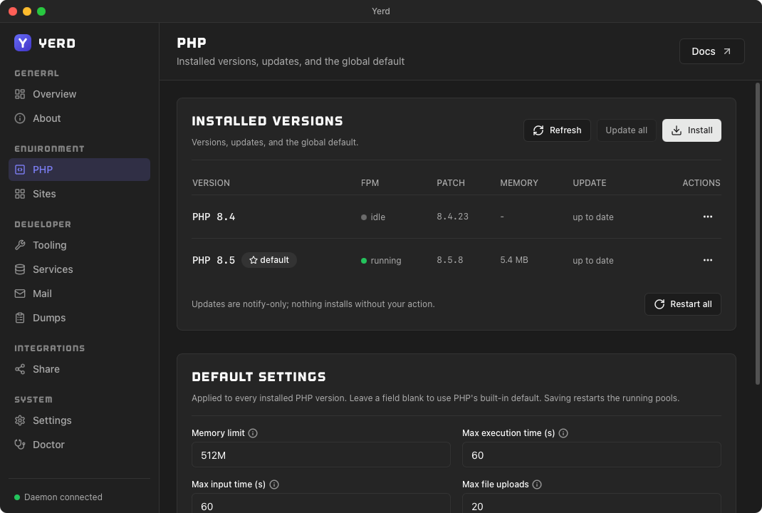Multiple PHP versions
