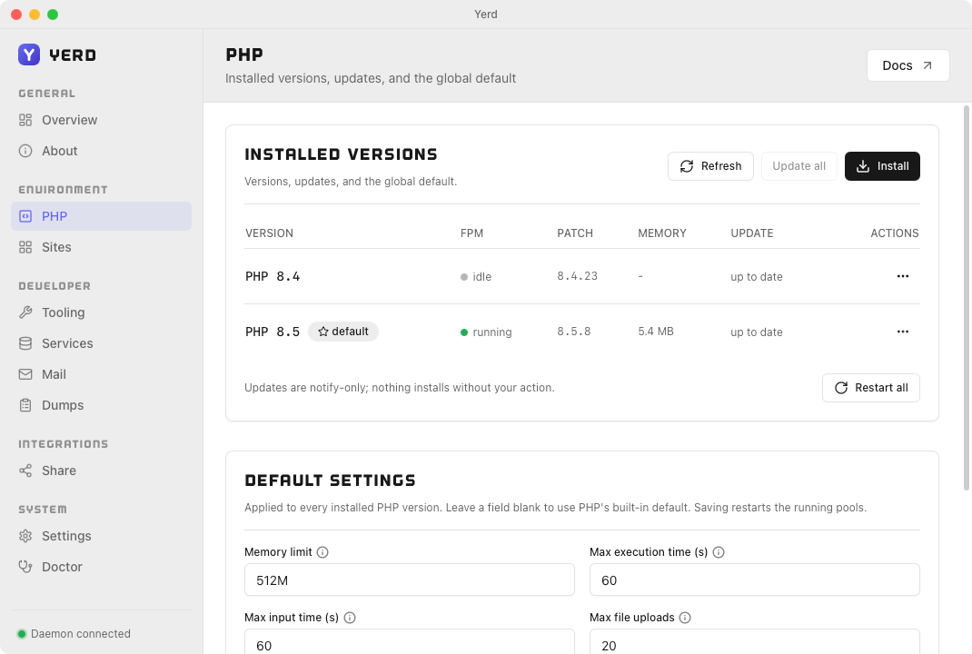 Multiple PHP versions