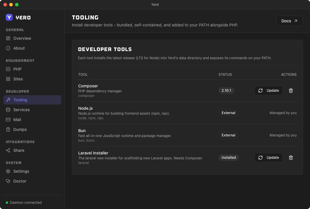Developer tooling, managed