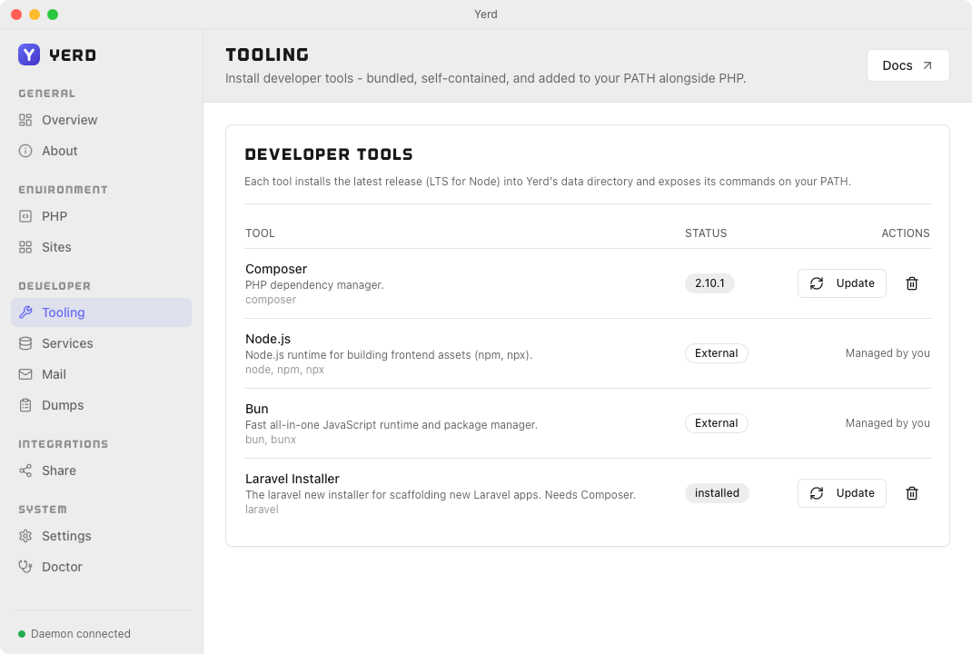 Developer tooling, managed